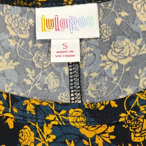 LuLaRoe Carly Swing Dress Blue & Yellow Flowers High Low Dress Small Slinky Fabr - Picture 2 of 4